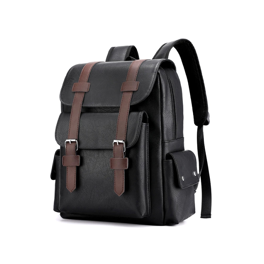 Retro Classic Faux Leather Backpack-streetwear-techwear