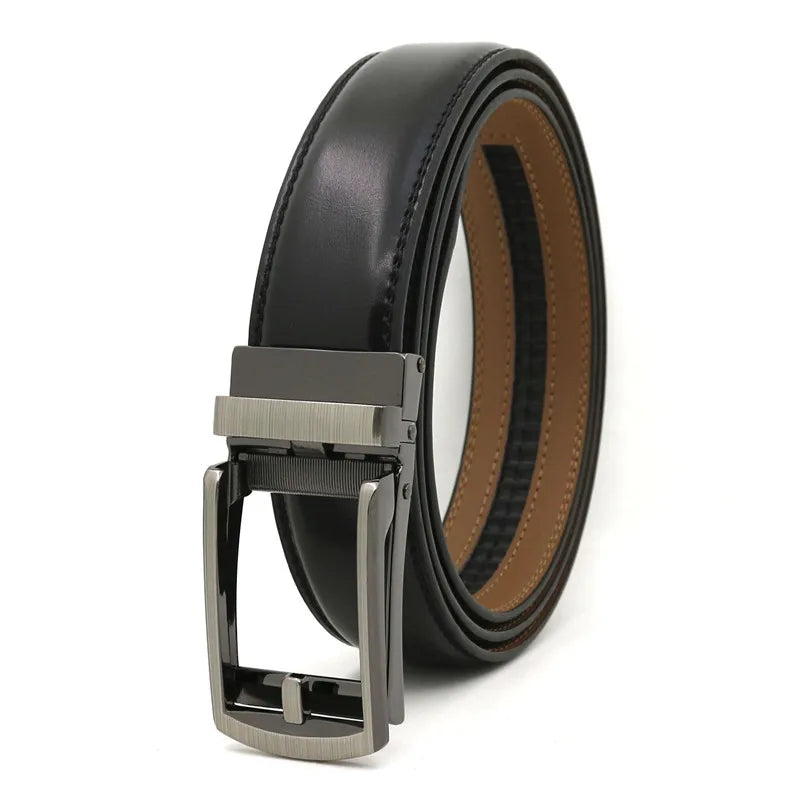 3.5cm Genuine Leather Automatic Buckle Belt-streetwear-techwear