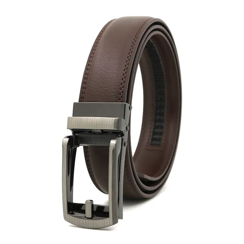 3.5cm Genuine Leather Automatic Buckle Belt-streetwear-techwear