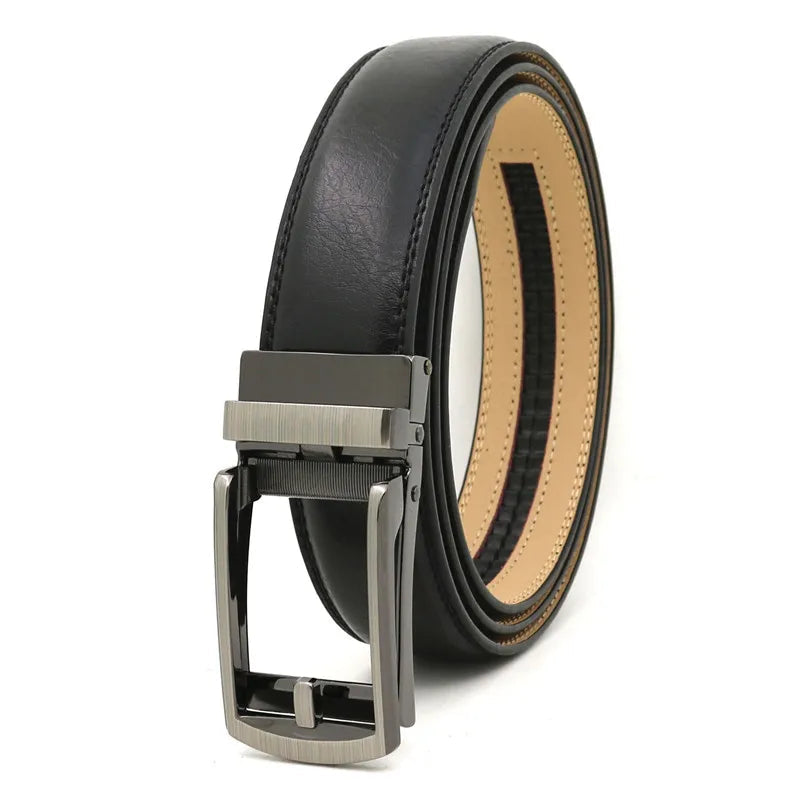 3.5cm Genuine Leather Automatic Buckle Belt-streetwear-techwear