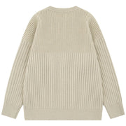 90's Style Mixed Gauge Rib Knit Sweater-streetwear-techwear