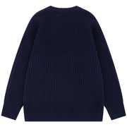 90's Style Mixed Gauge Rib Knit Sweater-streetwear-techwear