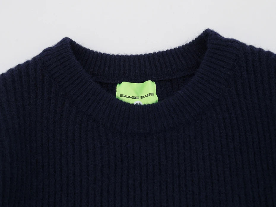 90's Style Mixed Gauge Rib Knit Sweater-streetwear-techwear
