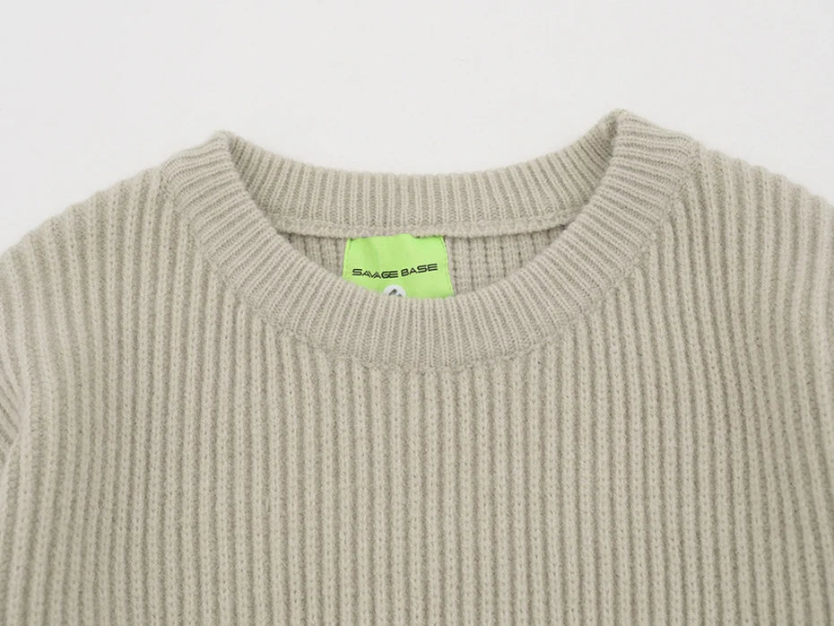 90's Style Mixed Gauge Rib Knit Sweater-streetwear-techwear