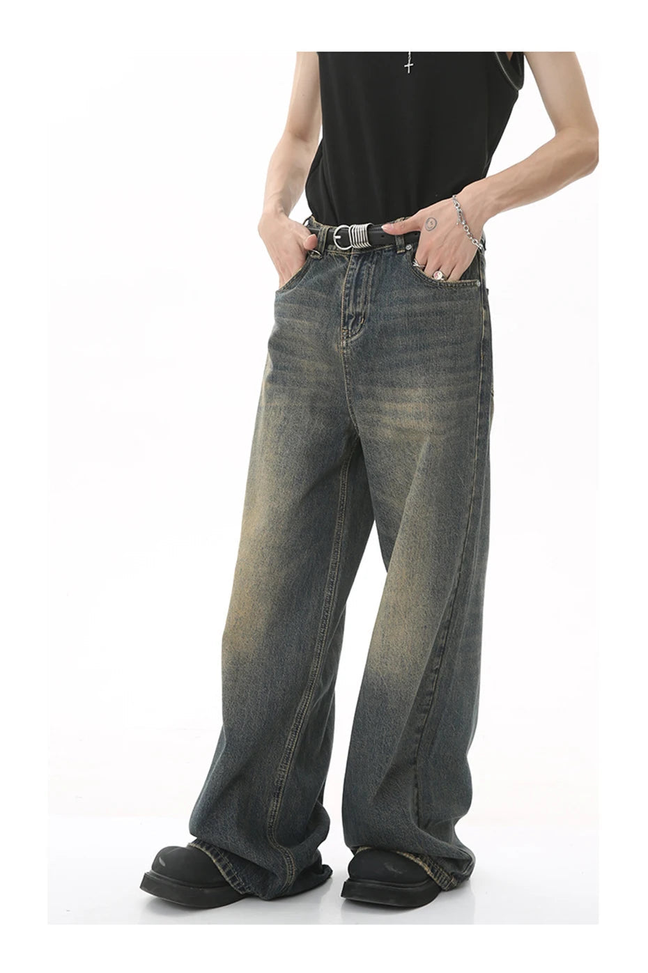 90's Wash Baggy Jeans-streetwear-techwear