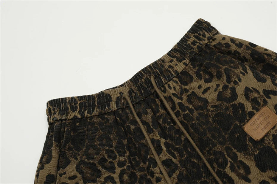 Animal Print Elasticated Cargo Shorts-streetwear-techwear