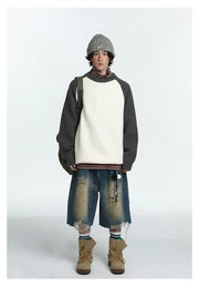 Baseball Sleeve Soft Knit Sweater-streetwear-techwear