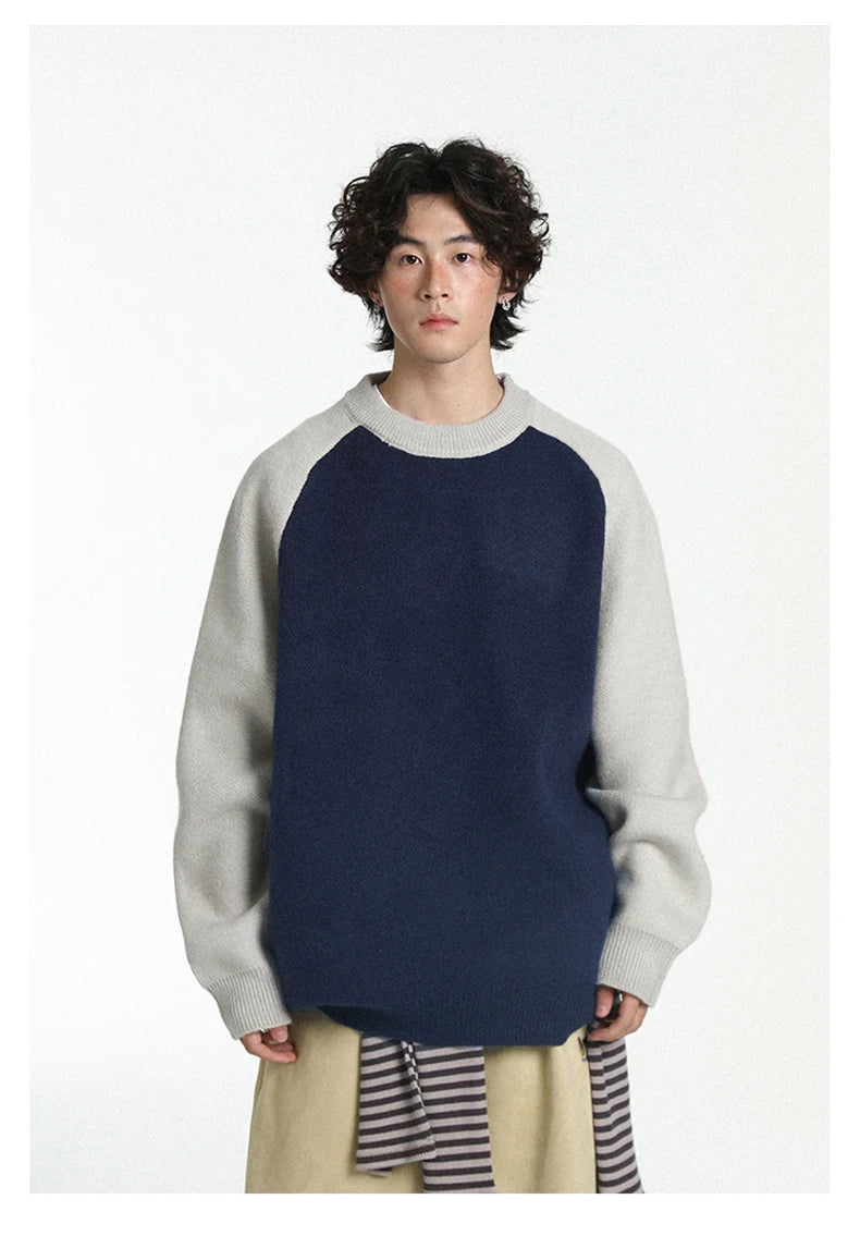 Baseball Sleeve Soft Knit Sweater-streetwear-techwear