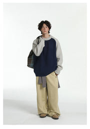 Baseball Sleeve Soft Knit Sweater-streetwear-techwear