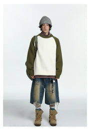 Baseball Sleeve Soft Knit Sweater-streetwear-techwear