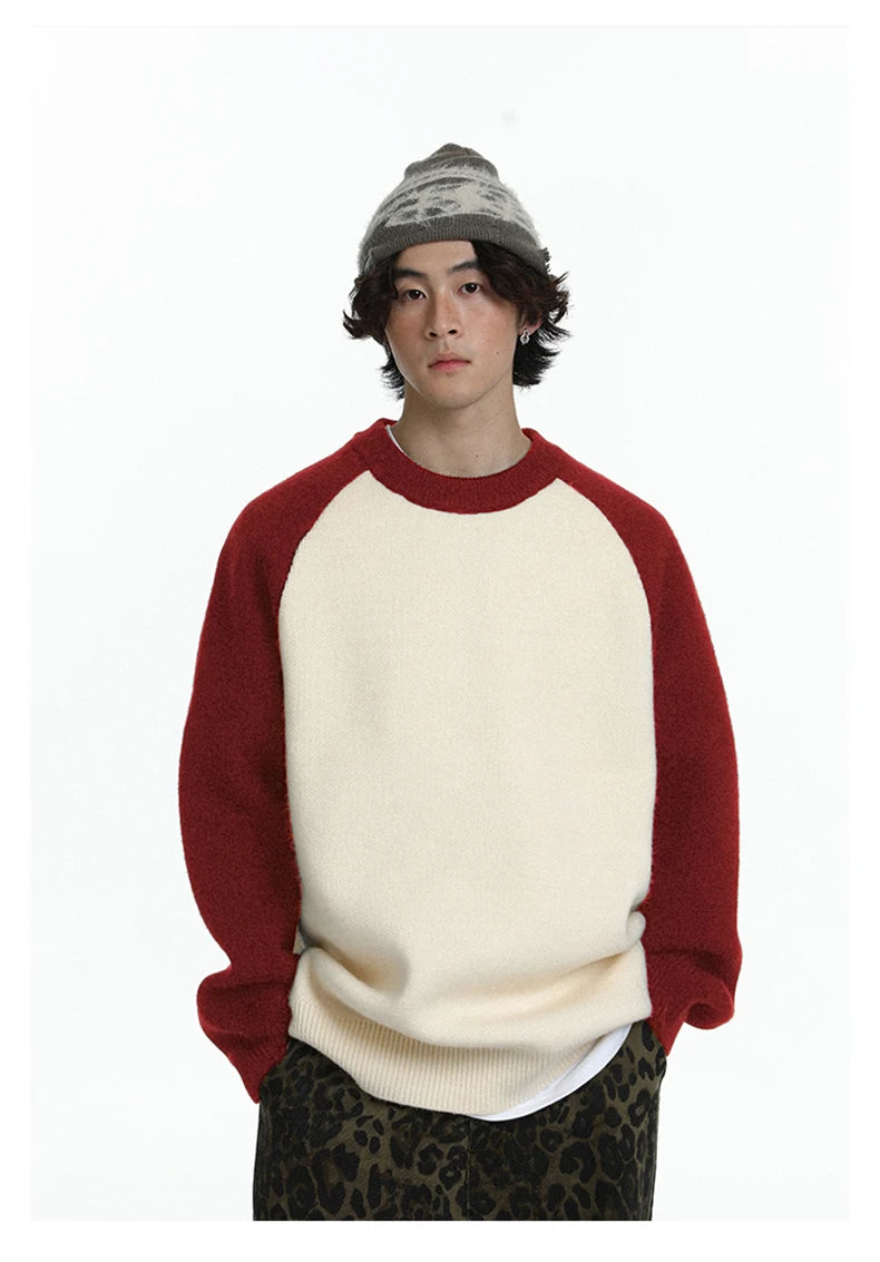 Baseball Sleeve Soft Knit Sweater-streetwear-techwear