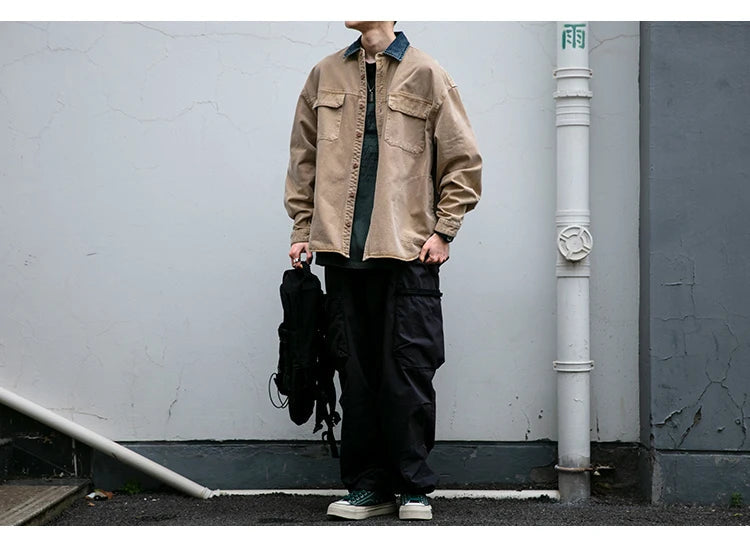 Garment Dyed Cargo Overshirt-streetwear-techwear