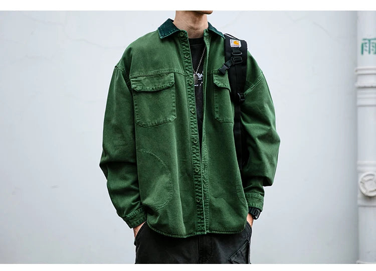 Garment Dyed Cargo Overshirt-streetwear-techwear