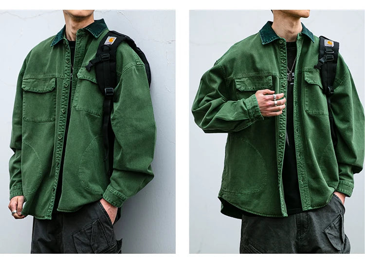 Garment Dyed Cargo Overshirt-streetwear-techwear