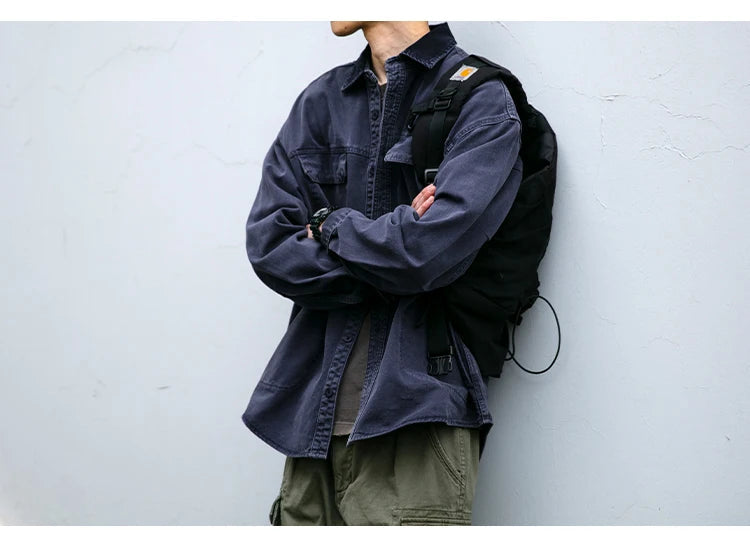 Garment Dyed Cargo Overshirt-streetwear-techwear