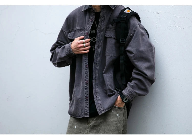 Garment Dyed Cargo Overshirt-streetwear-techwear