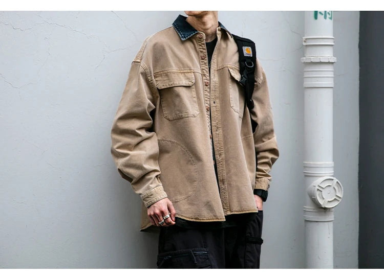 Garment Dyed Cargo Overshirt-streetwear-techwear