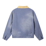 Color Block Distressed Workwear Jacket-streetwear-techwear