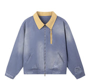 Color Block Distressed Workwear Jacket-streetwear-techwear