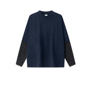 Contrast Mock Double Layer Long Sleeve T-Shirt-streetwear-techwear
