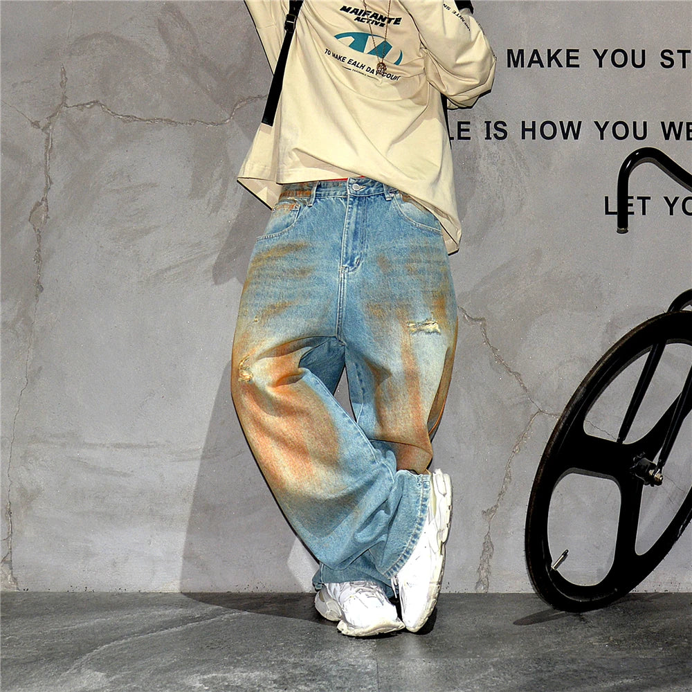 Copper Dust Baggy Denim Jeans-streetwear-techwear