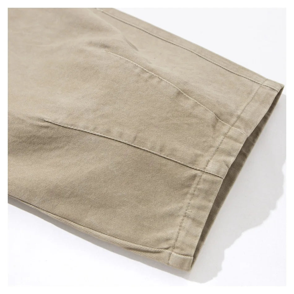 Cotton Twill Workwear Barrel Leg Pants-streetwear-techwear