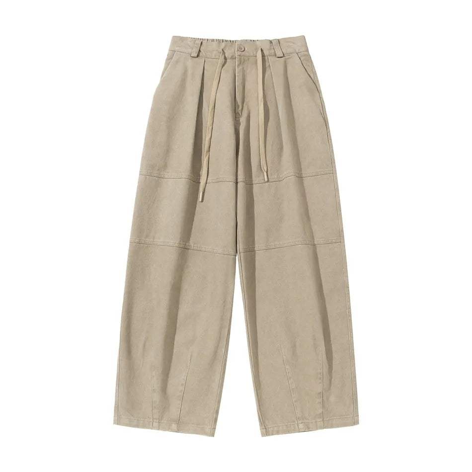 Cotton Twill Workwear Barrel Leg Pants-streetwear-techwear