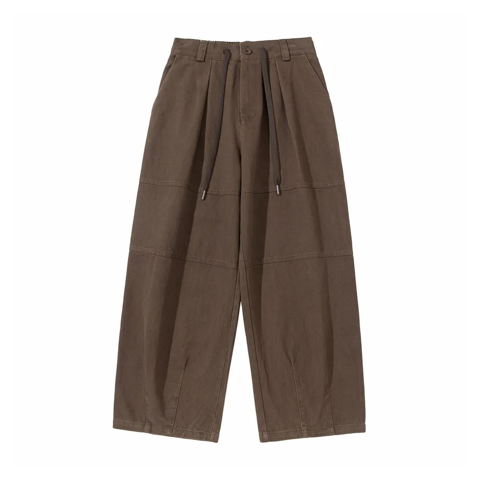 Cotton Twill Workwear Barrel Leg Pants-streetwear-techwear
