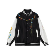 DARK HARVEST Floral Embroidered Varsity Jacket-streetwear-techwear