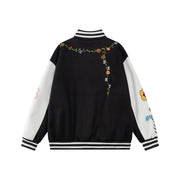DARK HARVEST Floral Embroidered Varsity Jacket-streetwear-techwear