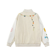 DARK HARVEST Floral Embroidered Varsity Jacket-streetwear-techwear