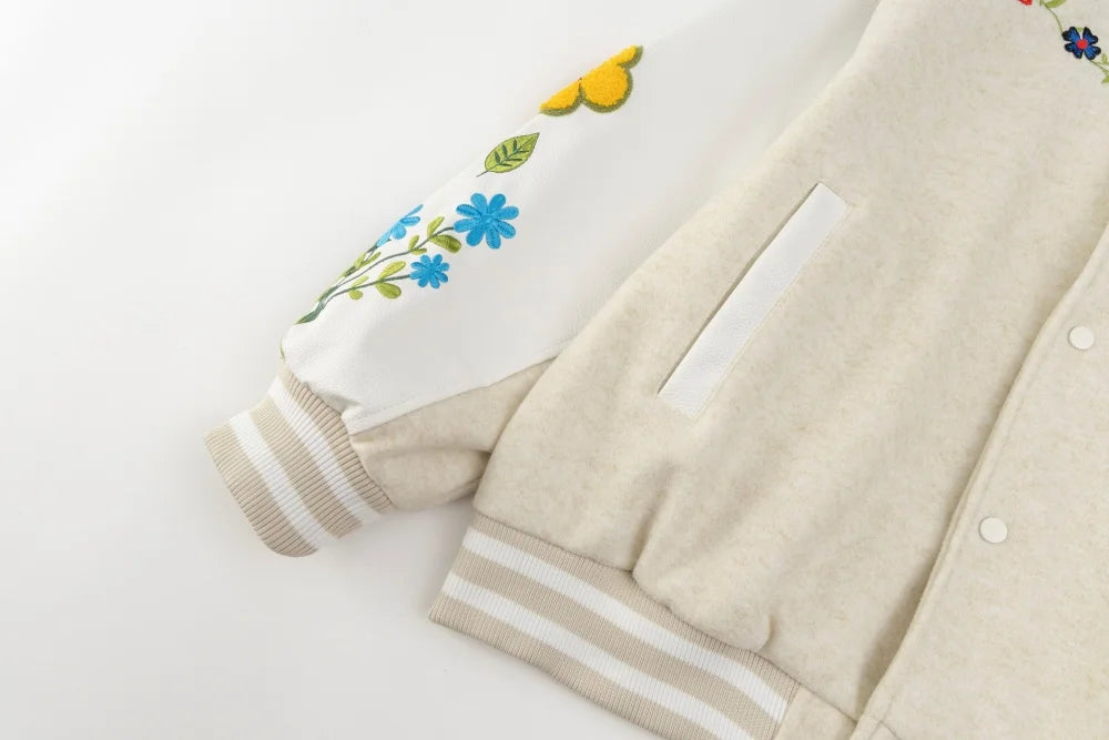 DARK HARVEST Floral Embroidered Varsity Jacket-streetwear-techwear