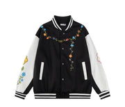 DARK HARVEST Floral Embroidered Varsity Jacket-streetwear-techwear