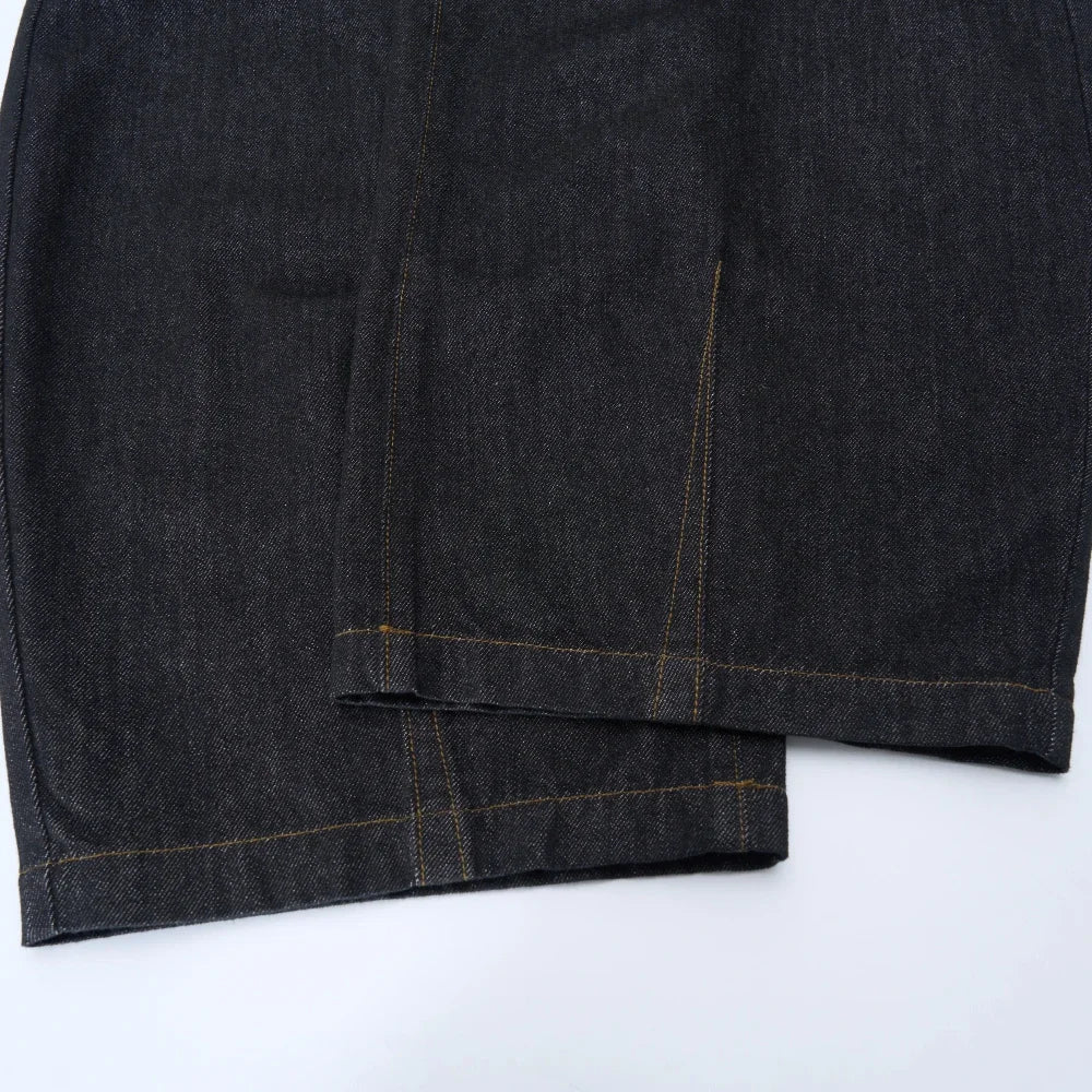 Dark Wash Balloon Jeans with Plaid Bandana-streetwear-techwear