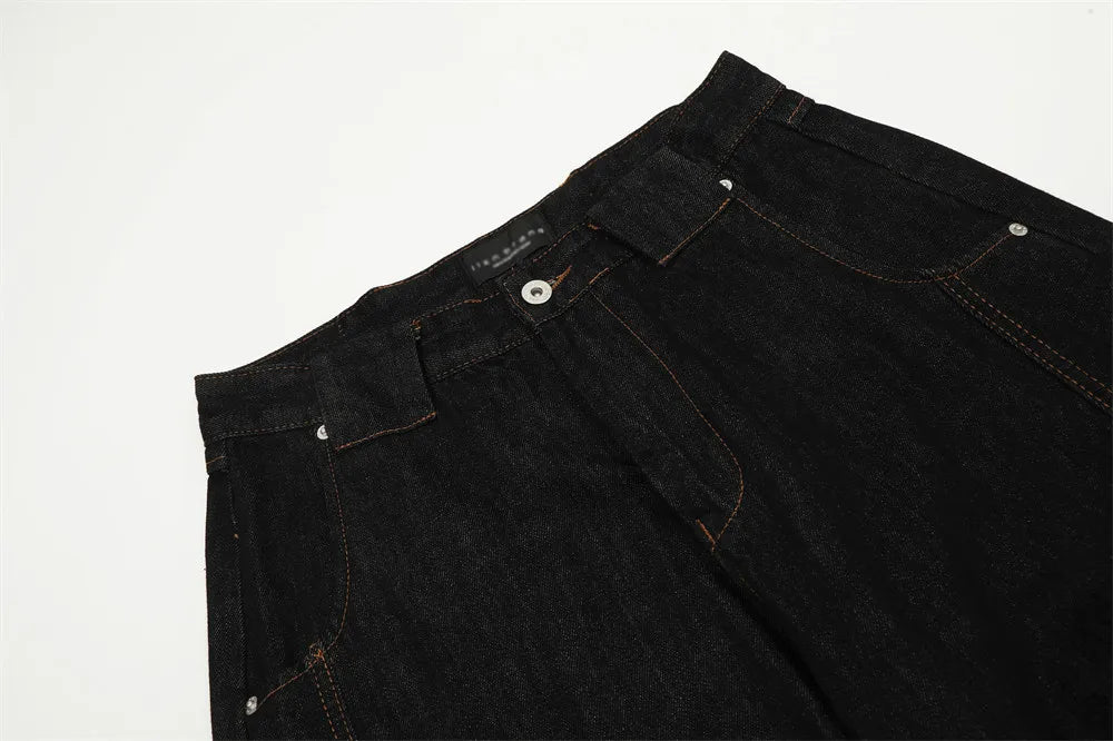 DarkWash Barrel Leg Jeans-streetwear-techwear