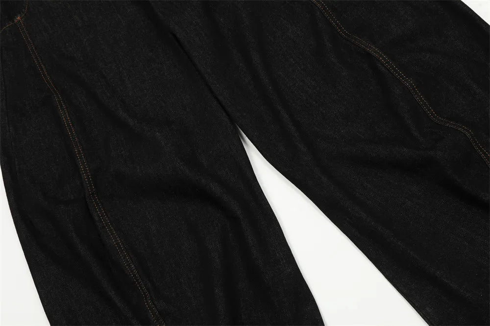 DarkWash Barrel Leg Jeans-streetwear-techwear