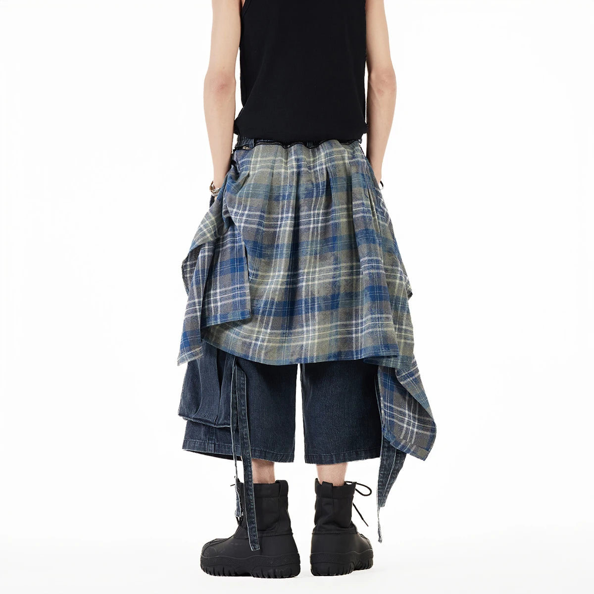 Deconstructed Flannel Jorts-streetwear-techwear