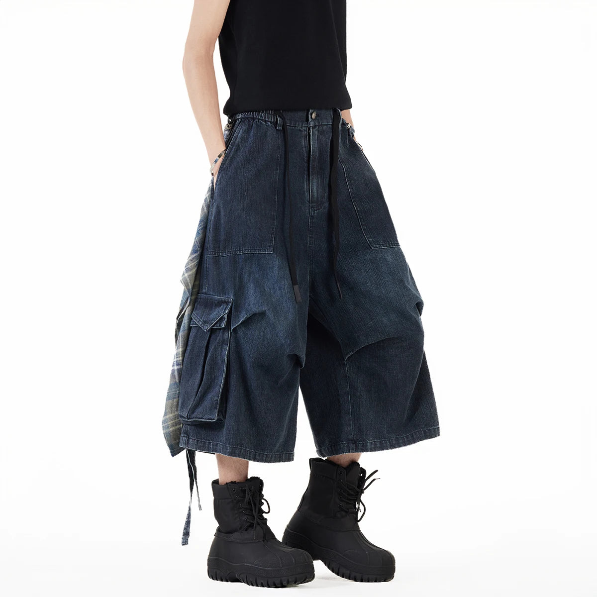 Deconstructed Flannel Jorts-streetwear-techwear