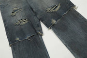 Double Layer Destructed Denim Jeans-streetwear-techwear