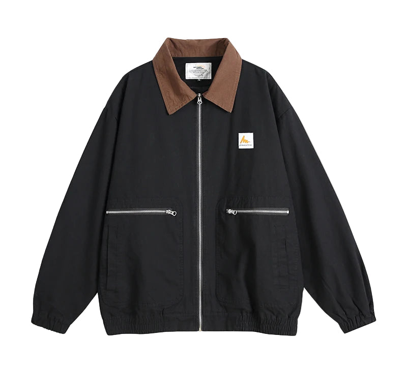 Essential Contrast Collar Workwear Jacket-streetwear-techwear