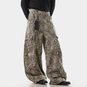 Extreme Baggy Leopard Print Cargo Pants-streetwear-techwear