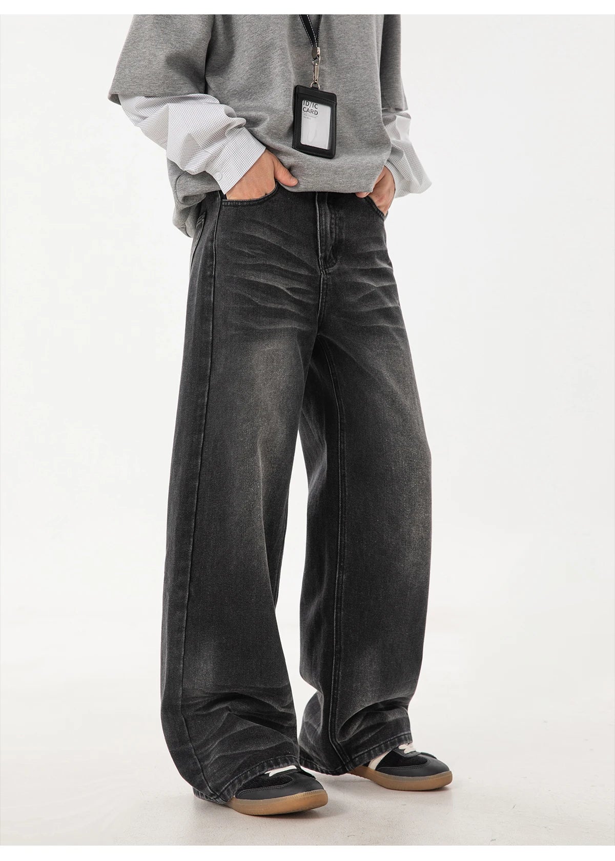 Faded Wash Super Slouch Jeans-streetwear-techwear