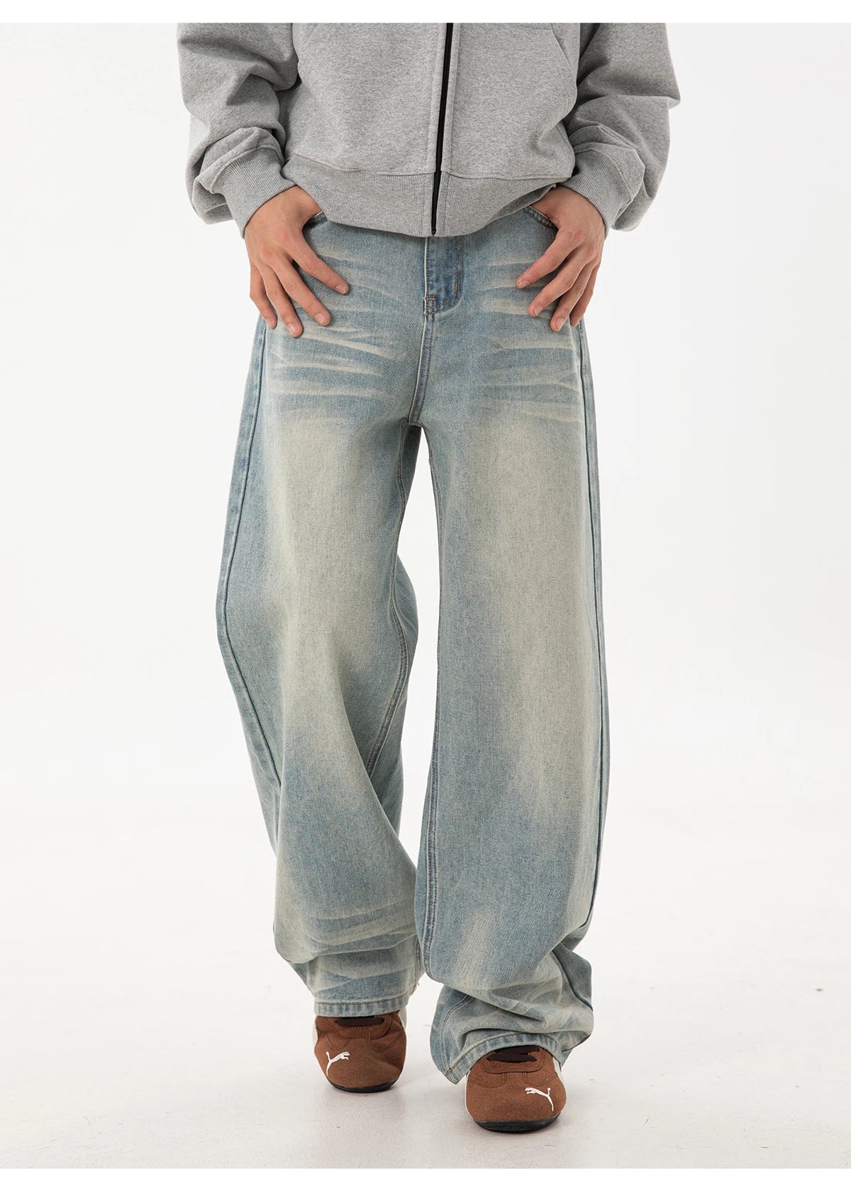 Faded Wash Super Slouch Jeans-streetwear-techwear
