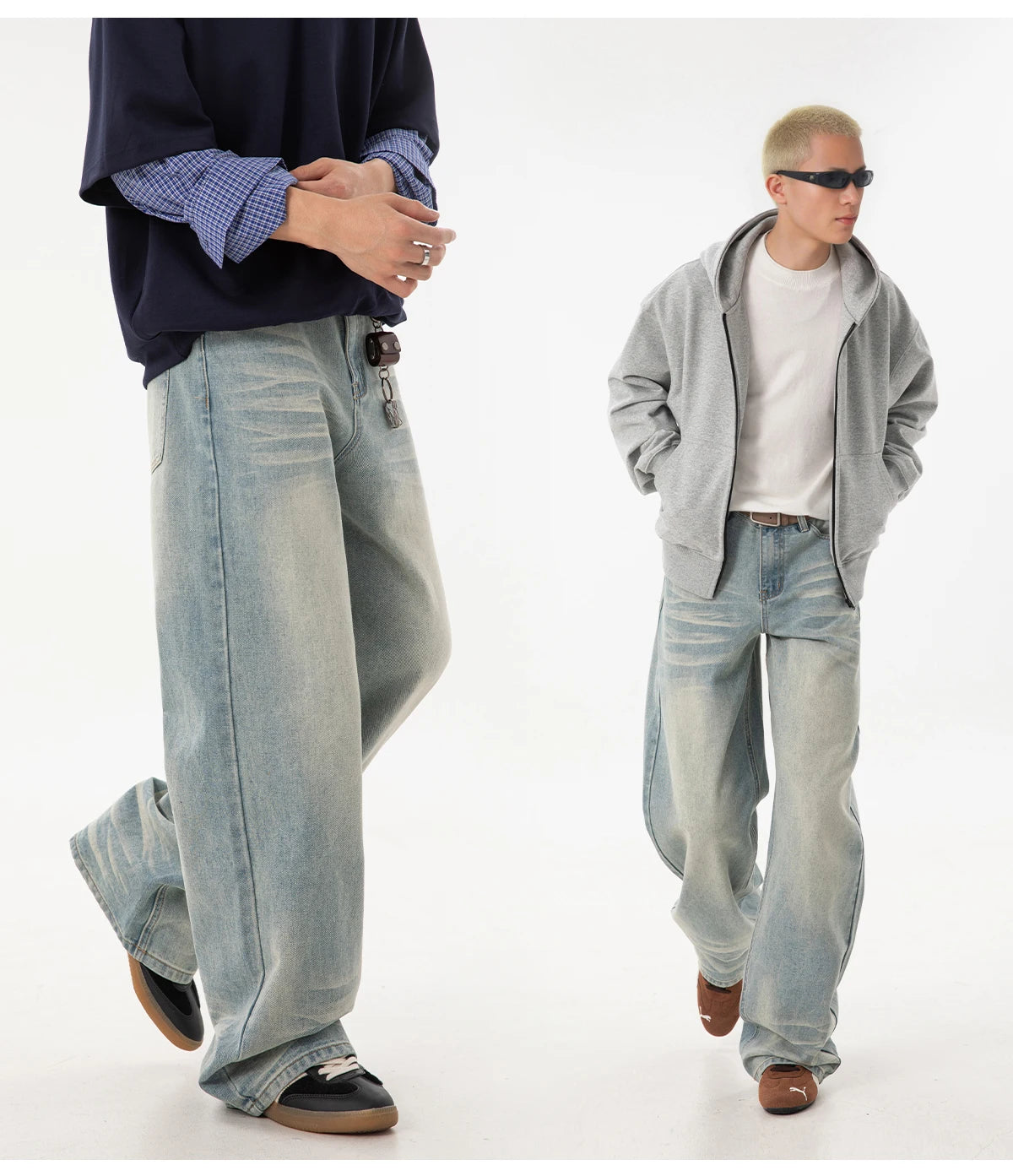 Faded Wash Super Slouch Jeans-streetwear-techwear