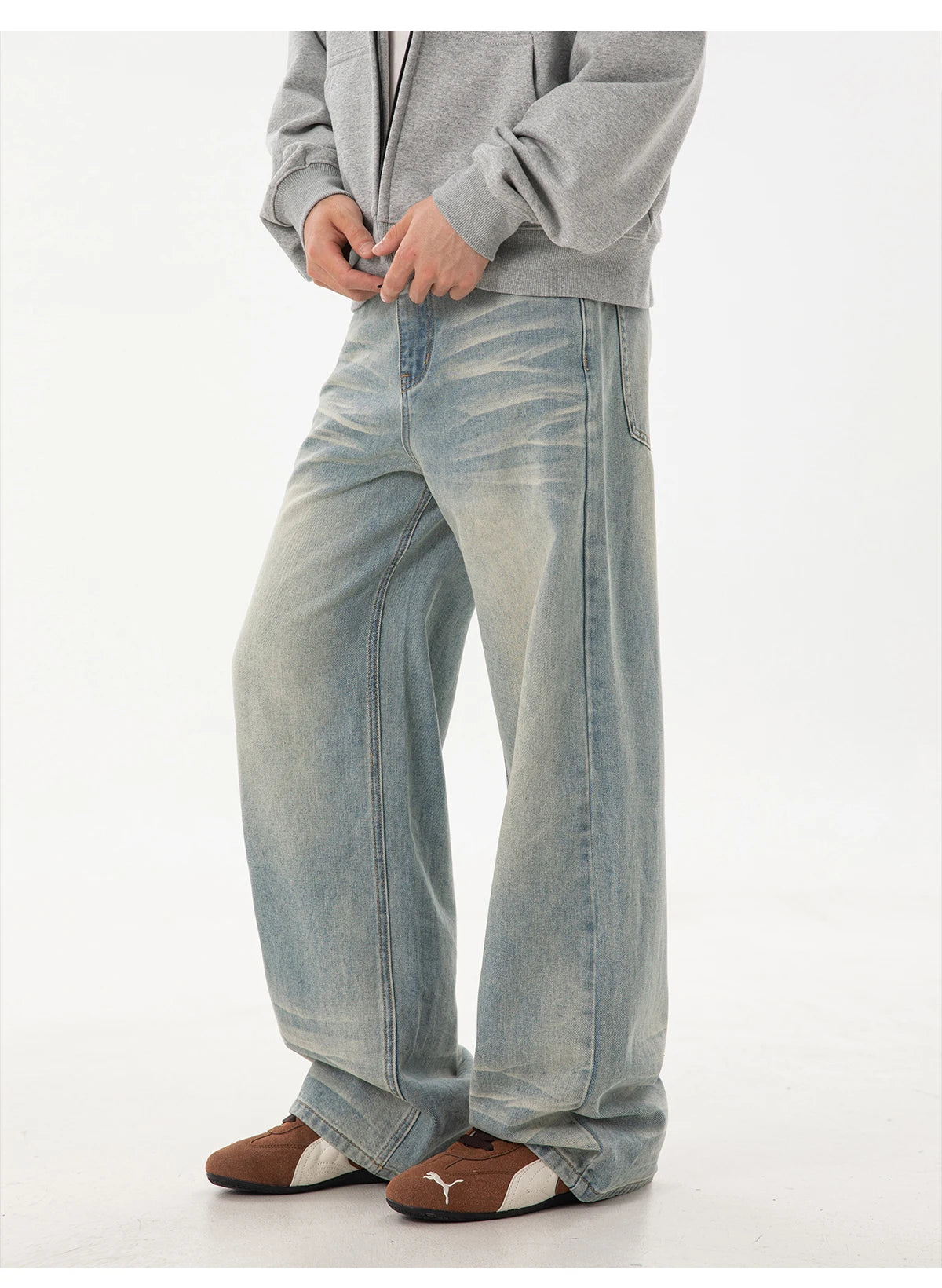 Faded Wash Super Slouch Jeans-streetwear-techwear