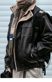 Faux Shearling Aviator Jacket-streetwear-techwear