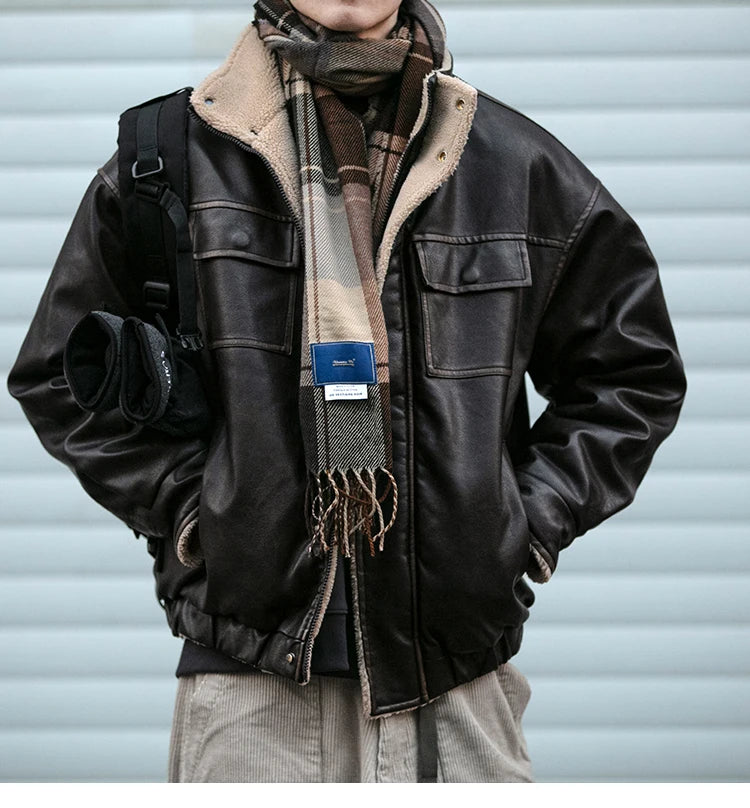 Faux Shearling Aviator Jacket-streetwear-techwear