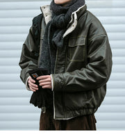 Faux Shearling Aviator Jacket-streetwear-techwear