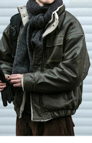 Faux Shearling Aviator Jacket-streetwear-techwear