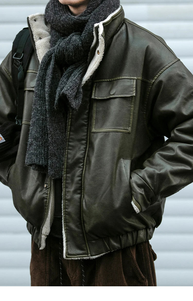 Faux Shearling Aviator Jacket-streetwear-techwear